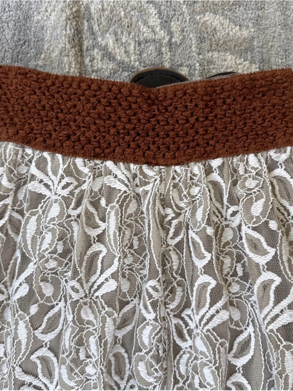 Rue-21 Lace High-Low Skirt Brown Belted Waist Medium - Picture 6 of 8
